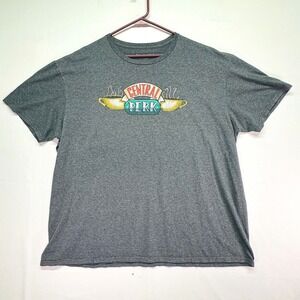 Friends Central Perk Graphic T-Shirt Gray Short Sleeve Crewneck 2XL TV Show Tee